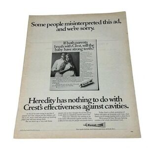 1970 Crest Toothpaste Original Vintage Print Ad